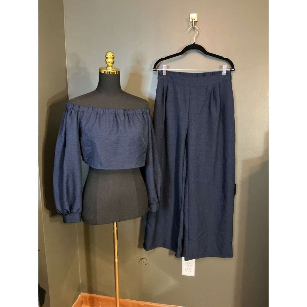 SHEIN Navy Blue Two Piece Set L Large FLAWED